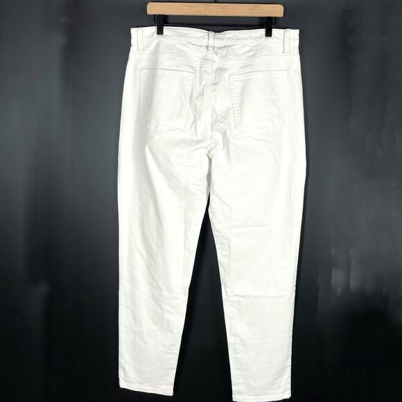 Eileen Fisher White Jeans High Waisted‎ Slim-Leg Organic Cotton Sz 16 - Picture 9 of 11